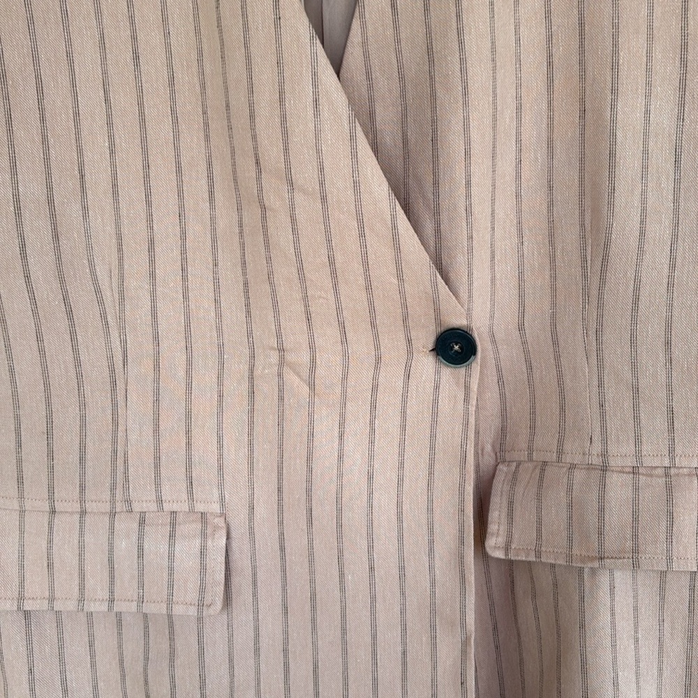 We The Free Pink Striped Oversized Boxy Single Button Linen Vest - Picture 7 of 12